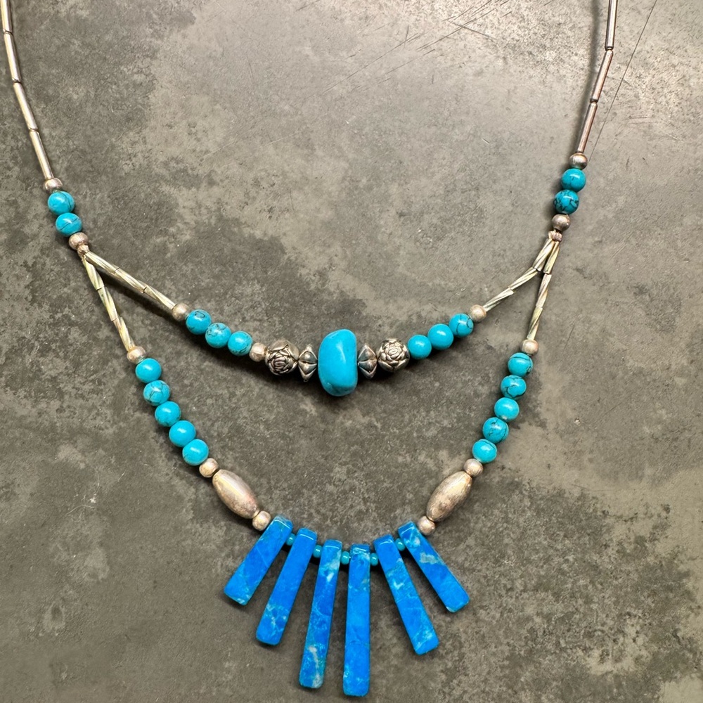 Boho Southwestern Turquoise-Style Beaded Layered Necklace